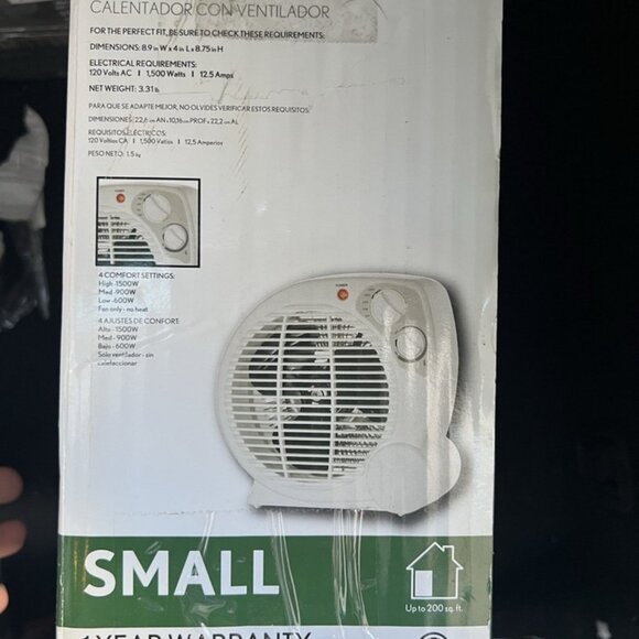 Fan forced heater, overheat protection for added safety. Size Is Small Compact - Picture 7 of 8